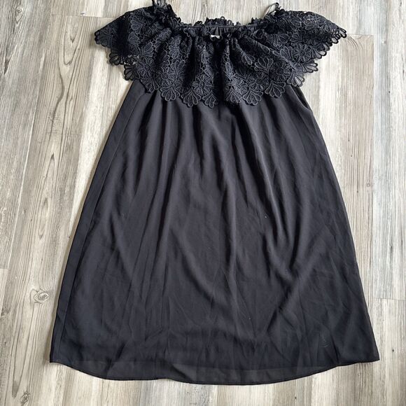 Eliza J Lace Off-The- Shoulder Black Short Dress Size 2 (runs big) - Picture 4 of 9